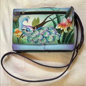 Anuschka peacock Floral Crossbody Bag